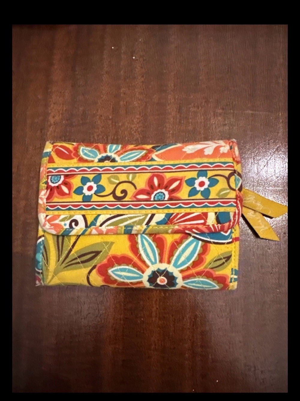Vera Bradley Yellow Floral Quilted Zip Wallet